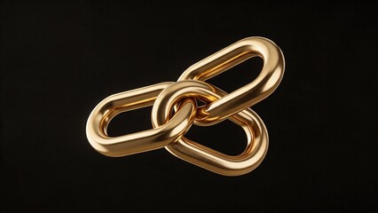 Naklejka premium Golden chain links on black background
