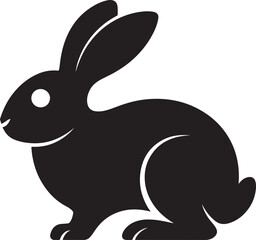 Obraz premium Minimalist Black Rabbit Silhouette Vector Graphic of a Sitting Hare