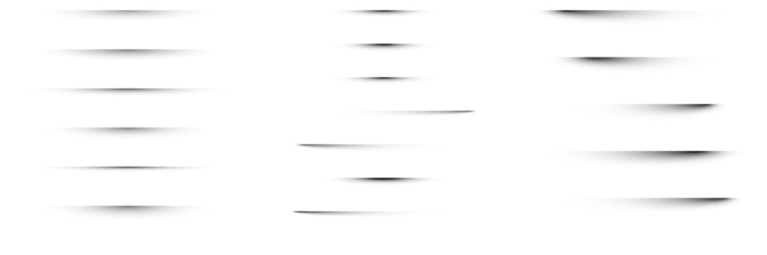 Set of Horizontal Drop Shadows for Web Design and UI Elements Isolated on White Background