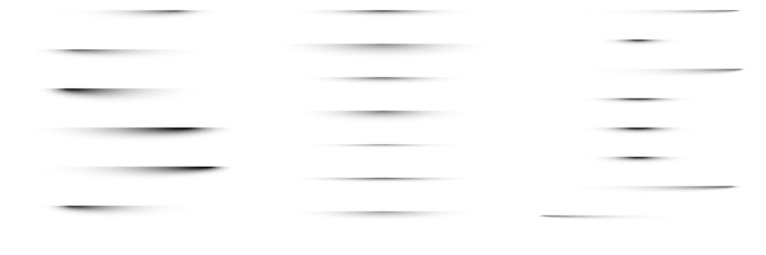 Set of Realistic Horizontal Drop Shadows for Web Design and UI Elements Isolated on White Background