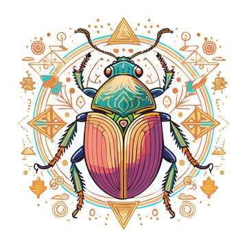 Ornate Scarab Beetle with Geometric Mandala Design
