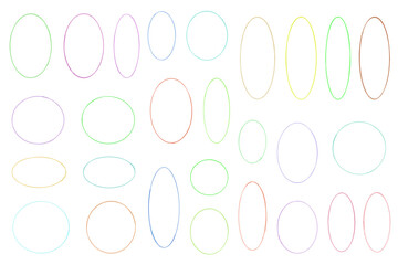 Fototapeta premium Hand Drawn Colorful Ellipse Shapes Set for Graphic Design Elements and Digital Scrapbooking Projects