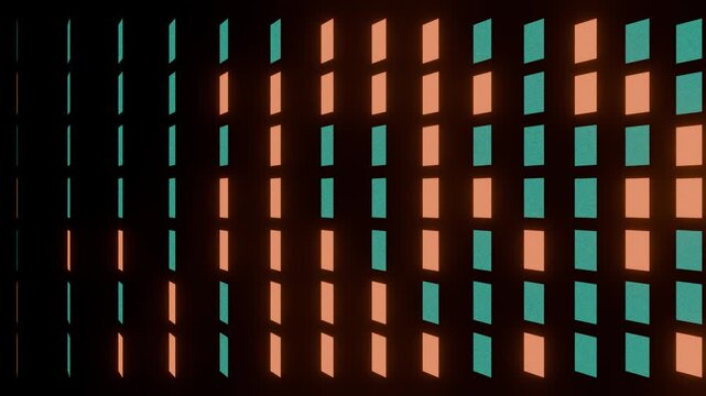 Vertical Multicolor Light Bars Moving on Dark Digital Grid

