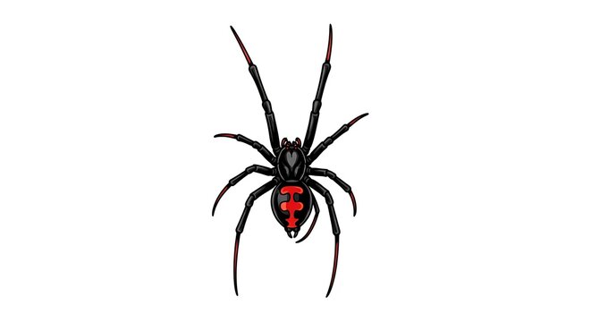 Black widow spider with distinctive red hourglass mark