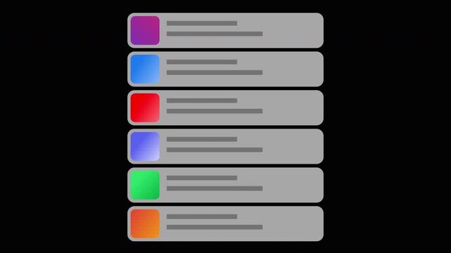 Dynamic Stack Mobile Push Notification Banner Animation with Sequential Alert Updates and Transparent Background
