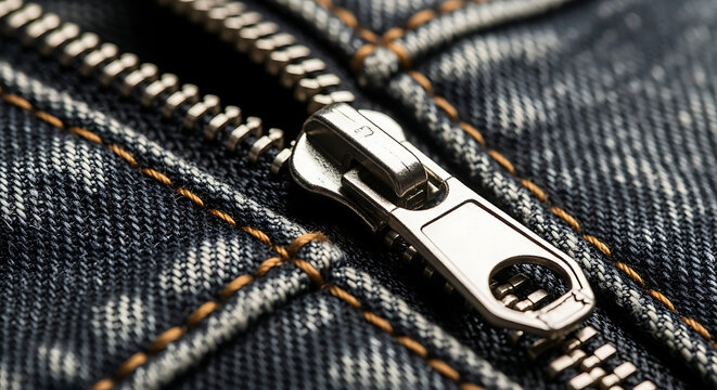 zipper on blue jeans