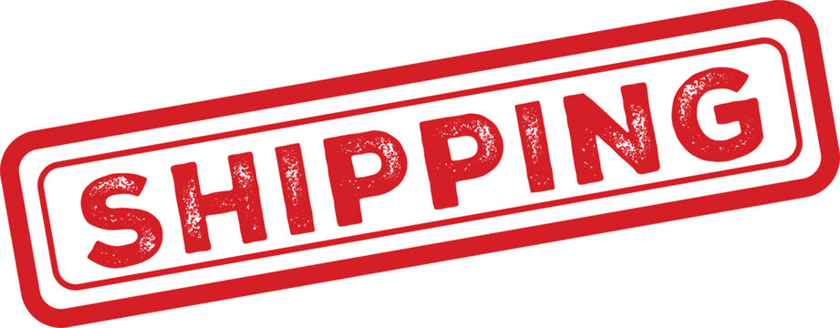 Red rubber stamp graphic 'shipping' isolated vector illustration for logistics