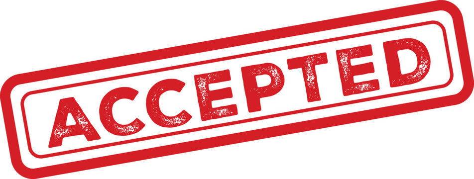 Accepted rubber stamp red ink seal for documents approvals and official use