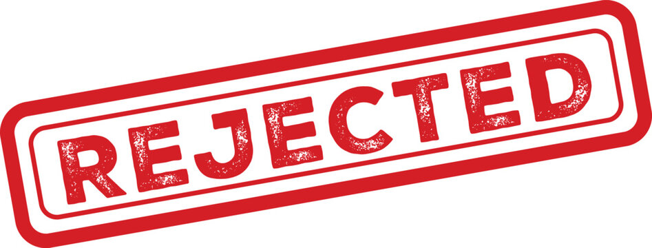 Rejected rubber stamp red ink impression for document denial form processing