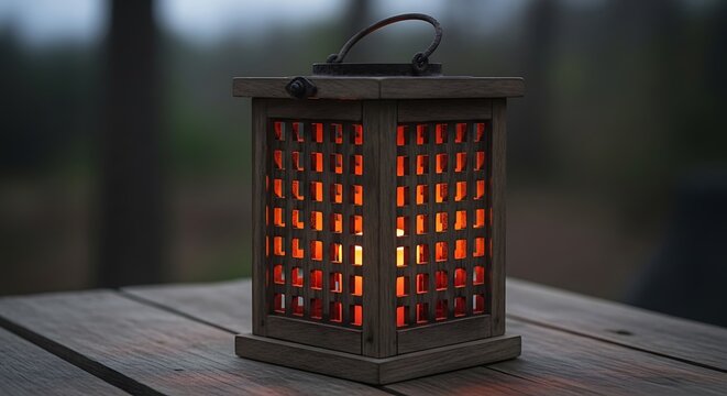 old lantern on a wooden table