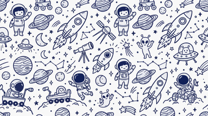 Seamless Space Doodle Pattern Vector Illustration Commercial Use © teddy saputra
