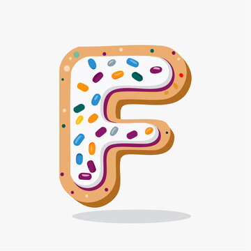 Letter F Cookie with White Icing and Sprinkles