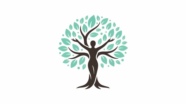 Minimalist Human Tree Logo Vector Illustration Graphic Design For Commercial Use