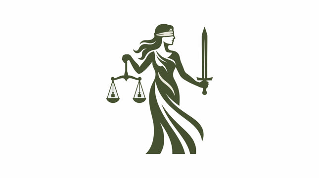 Lady Justice Vector Illustration Scales Sword Blindfolded Symbol Law Legal Concept Commercial Use