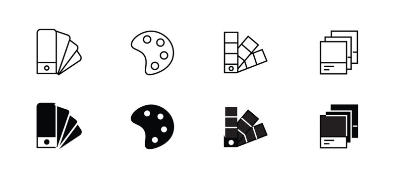 Color swatch icon palette symbol. Design color tool collection . Fabric selection swatches collection. Line vector icon . Vector illustration