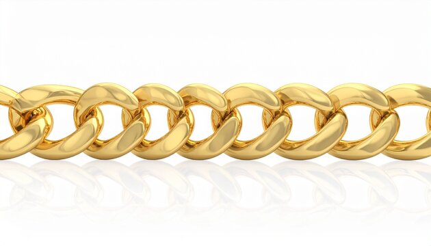 Luxury Gold Chain Link Bracelet Close Up Isolated on White