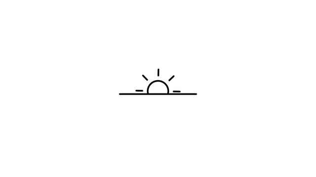 Sunrise icon animation, first thing in the morning, sun up, early morning.