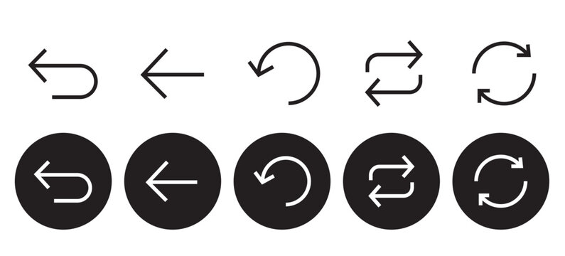 Return arrow icon refund symbol. Reverse exchange collection . Product delivery back collection. Line vector icon . Vector illustration