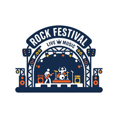 Naklejka premium Rock Festival Stage with Live Music Performance
