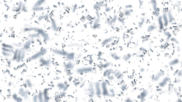 PNG image of&nbsp;Falling silver metallic confetti pieces creating a festive atmosphere for celebrations and party events rendered in digital style on transparent background