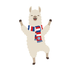 Fototapeta premium Happy Soccer Fan Llama Cartoon Mascot