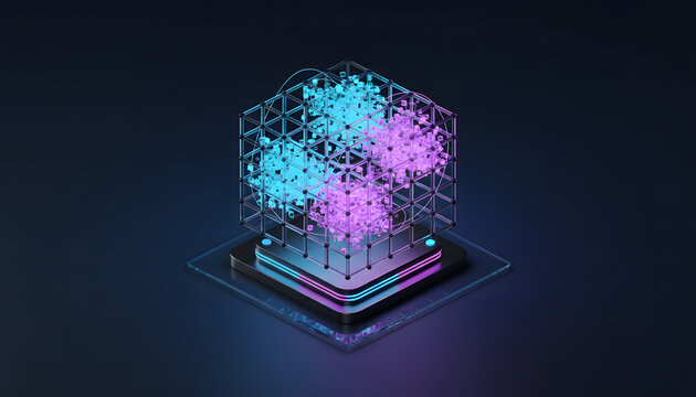 Clustered Scatter Plot Hologram Displaying Big Data Analytics in Cybernetic Structure