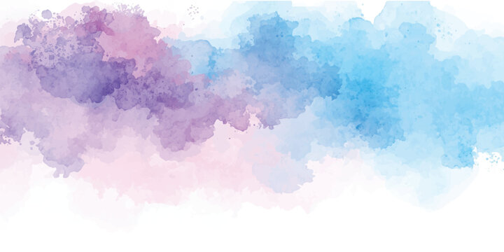 Abstract blue watercolor background with hand drawn paint texture, grunge artistic paper style, colorful sky and cloud inspired illustration pattern