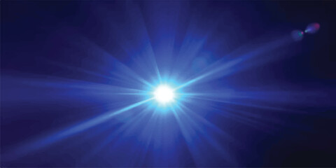Abstract blue glowing light burst background with rays stars sun energy beams and sparkling space glow design © Wali
