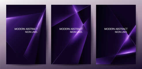Fototapeta premium Futuristic digital neon lines technology on dark background, glowing purple innovation for tech event poster or presentation business