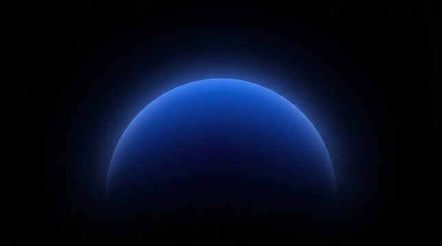 A glowing blue orb emerges from darkness, its soft light illuminating the void.