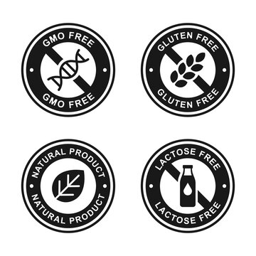 Food Label Icons. White background.