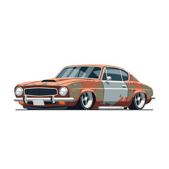 Fototapeta premium Vintage Rusty Car Illustration, Classic Automobile, Isolated on White