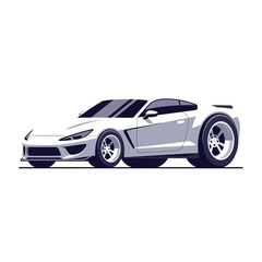 Fototapeta premium White Sports Car Graphic Illustration on White Background