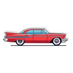 Classic Red Vintage Car Isolated on White Background