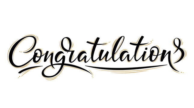 Congratulations calligraphy text with good luck congratulations calligraphy handwritten greeting celebration typography decorative sentiment positive happiness occasion anniversary