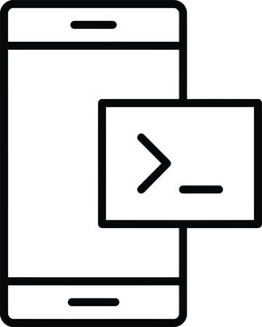 Smartphone terminal command line interface icon with smartphone terminal interface development programming software