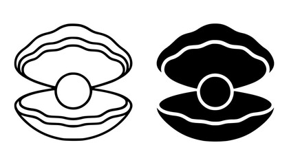 Oyster illustration, minimalist outline and silhouette icon © Nurhalimah