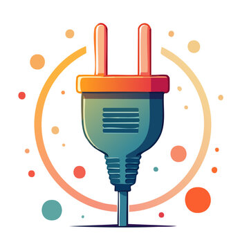 Flat design illustration of an electric plug with colorful circles