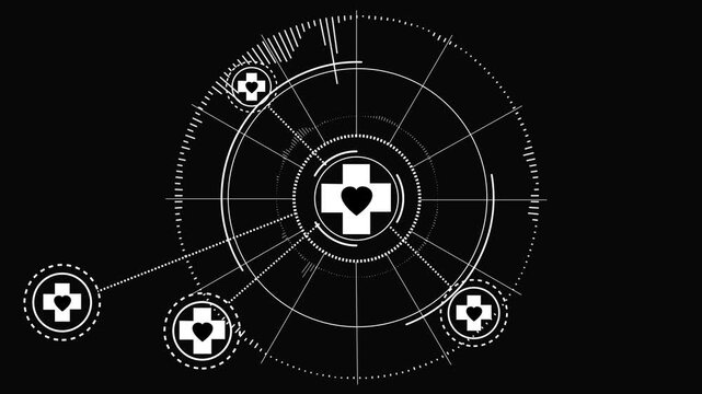 First aid symbols appears. 4K+ 3D animation concept..4k animation video.