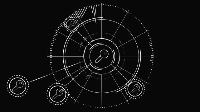 Key symbols appears. 4K+ 3D animation concept..4k animation video.