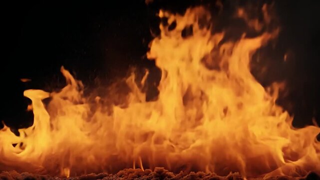 Dancing Flames in Darkness Create a Mesmerizing Fire Background
