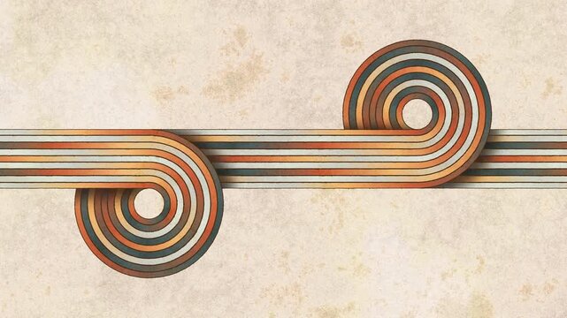 Retro abstract stripes pattern loop with animated paper texture background. Seamlessly loopable.