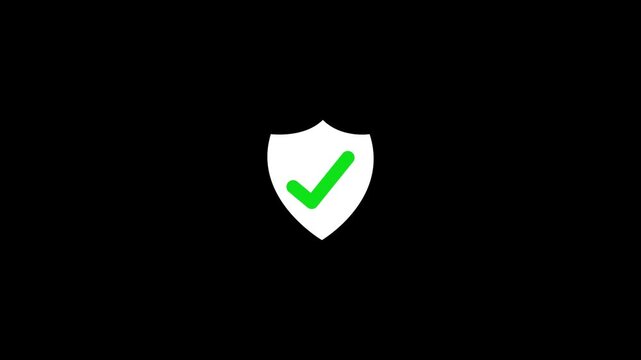 shield icon animation with check mark, tick mark verified icon, Success, correct or right choice icon