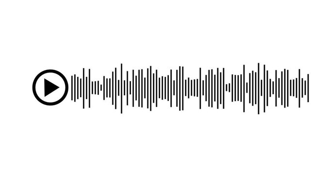 Music player soundbar. Audio speech spectrum noise with play button. Mobile messenger app chat. Sound wave of voice. Record interface. Equalizer icon with soundwave line