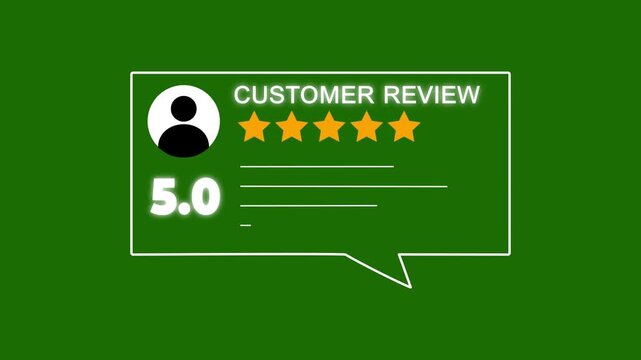 Animation of a user rating and interface checking layout with profile icons and five star reviews on a dark background. Concept of customer feedback, user experience, and digital rating