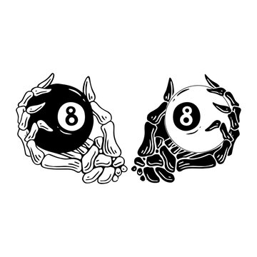 Skeleton Hand Eight Ball Illustration