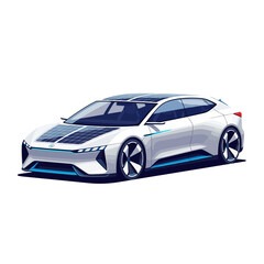 Fototapeta premium Futuristic Electric Car with Solar Panels, Concept Vehicle Design