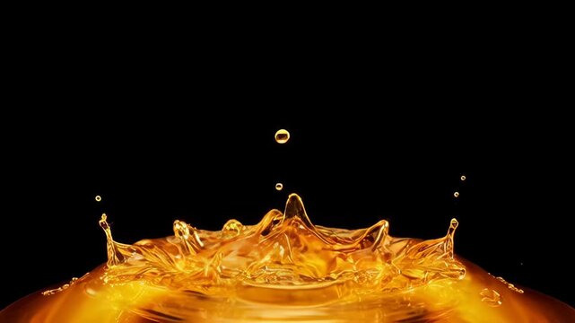 Gold liquid splash abstract fluid crown on black background with glowing reflection and smooth shape