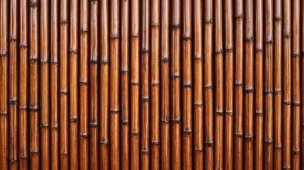 Fototapeta premium Texture bamboo stems arranged vertically shiny reddish brown color wood
