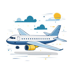 Fototapeta premium Flat design illustration of a commercial airplane flying in the sky
